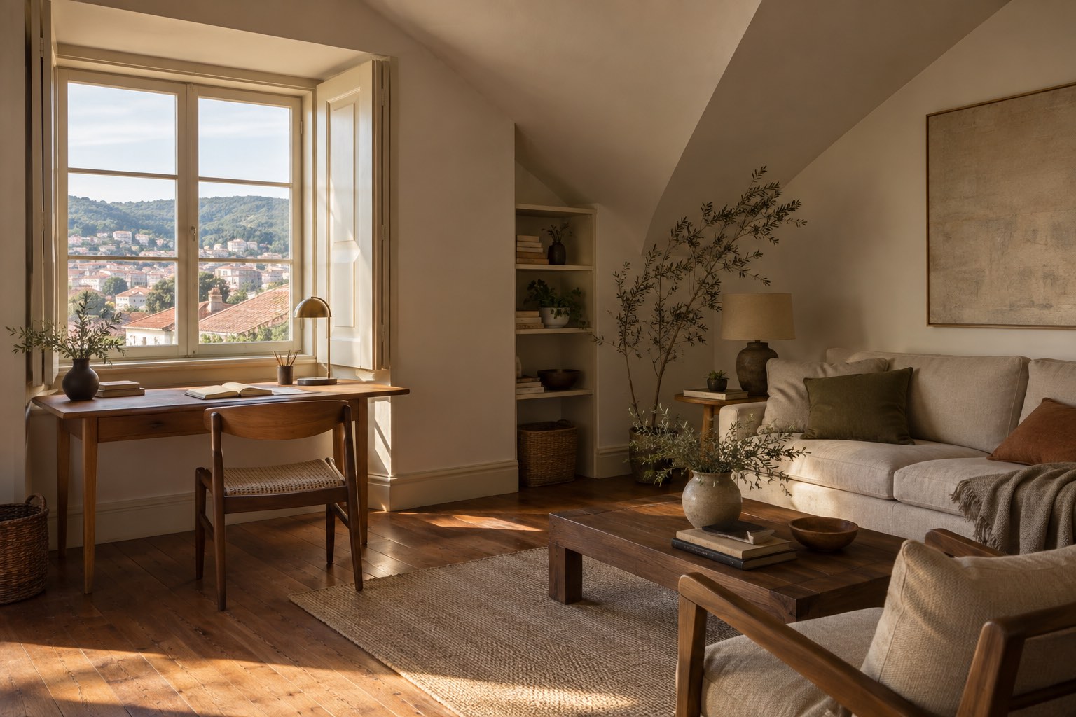 Illustrative mood image of a private home with a workspace