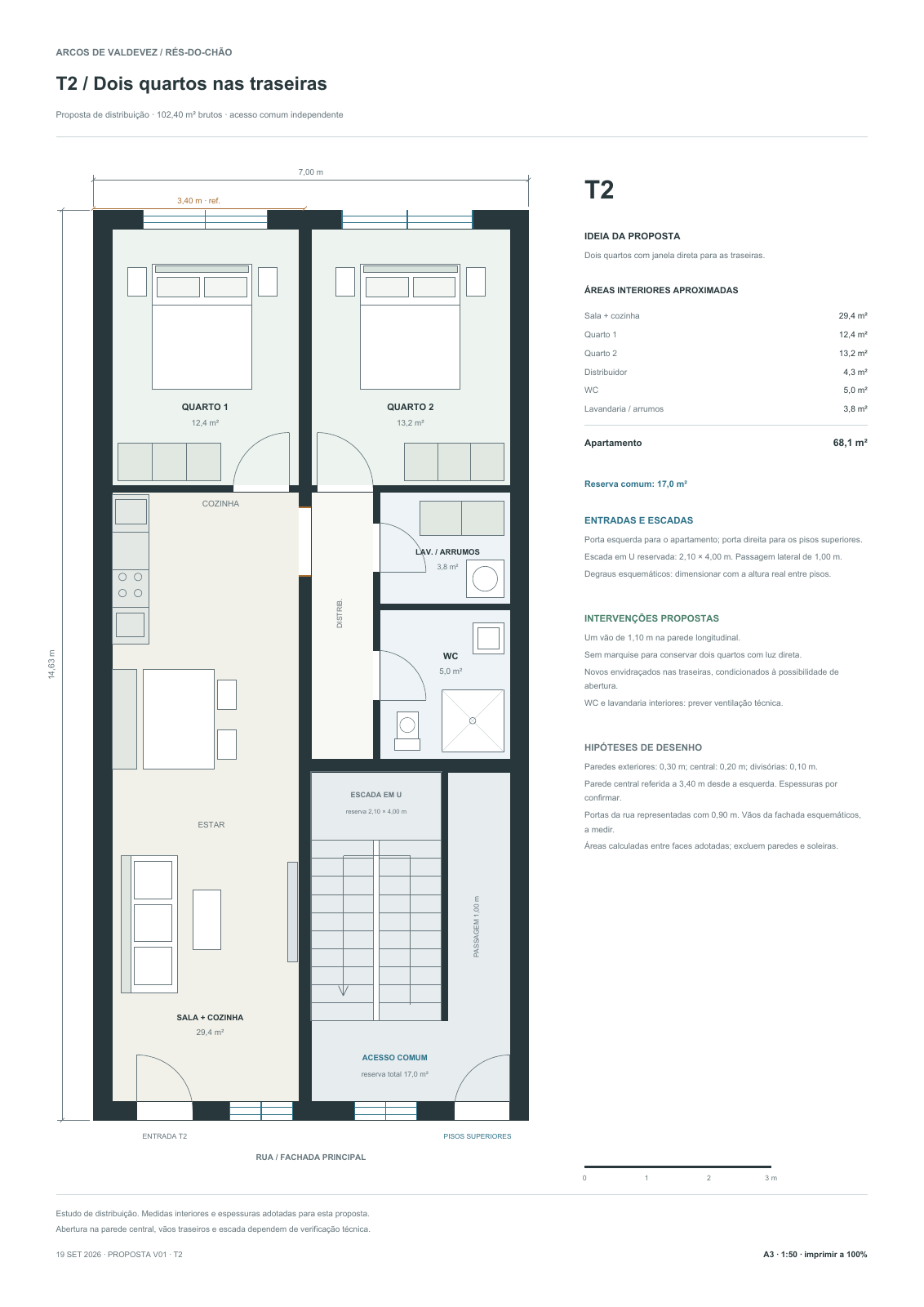 Concept plan for a two-bedroom ground-floor apartment